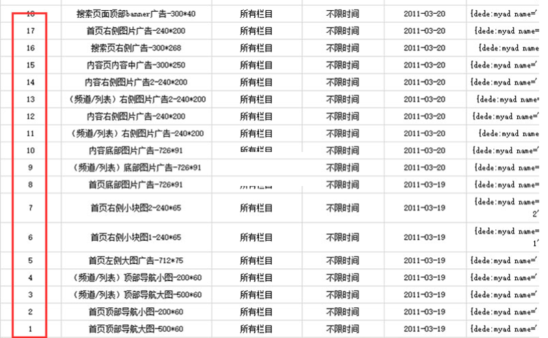 织梦广告动态调用改为静态的方法无须更新